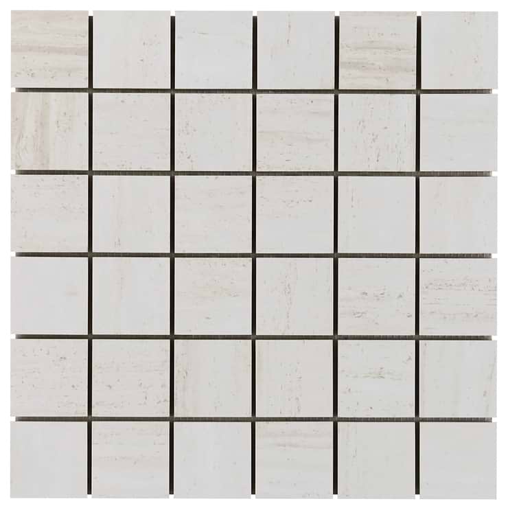 Nashville White 2x2 Travertine Look Matte Porcelain Mosaic Tile