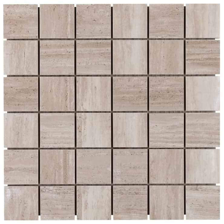 Nashville Taupe Beige Travertine Look 2x2 Matte Porcelain Mosaic Tile