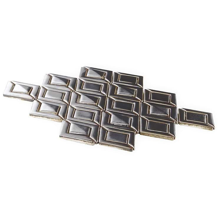 Nabi Jewel Metallic Gunmetal Gray 3D Matte Glass Mosaic Tile