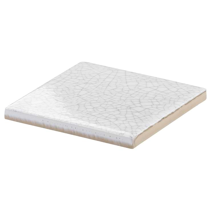 Sarina Vintage White 4x4 Glossy Crackled Ceramic Wall Tile