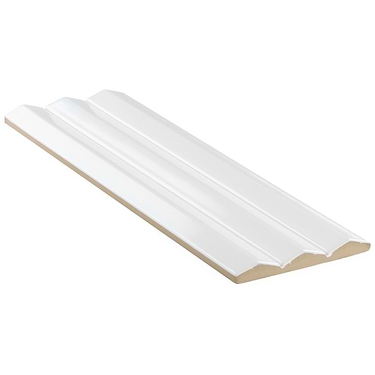 Ponto Bianco White Fluted 5x16 3D Polished Porcelain Tile