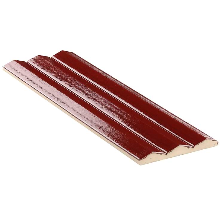 Ponto Ruby Red Fluted 5x16 3D Polished Porcelain Tile