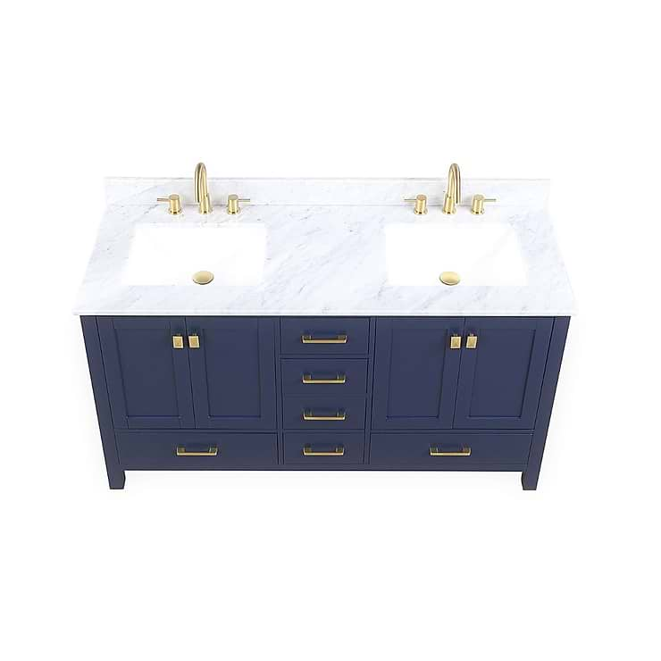 Athena 60'' Blue Vanity And Marble Counter