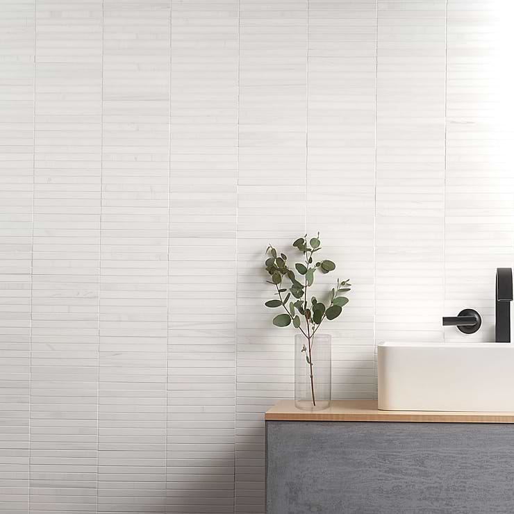 Bianco Dolomite White 1x6 Stacked Premium Honed Marble Mosaic Tile