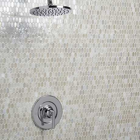 Flicker Iridescent Mist White 1/4" x 1" Polished Glass Mosaic Tile