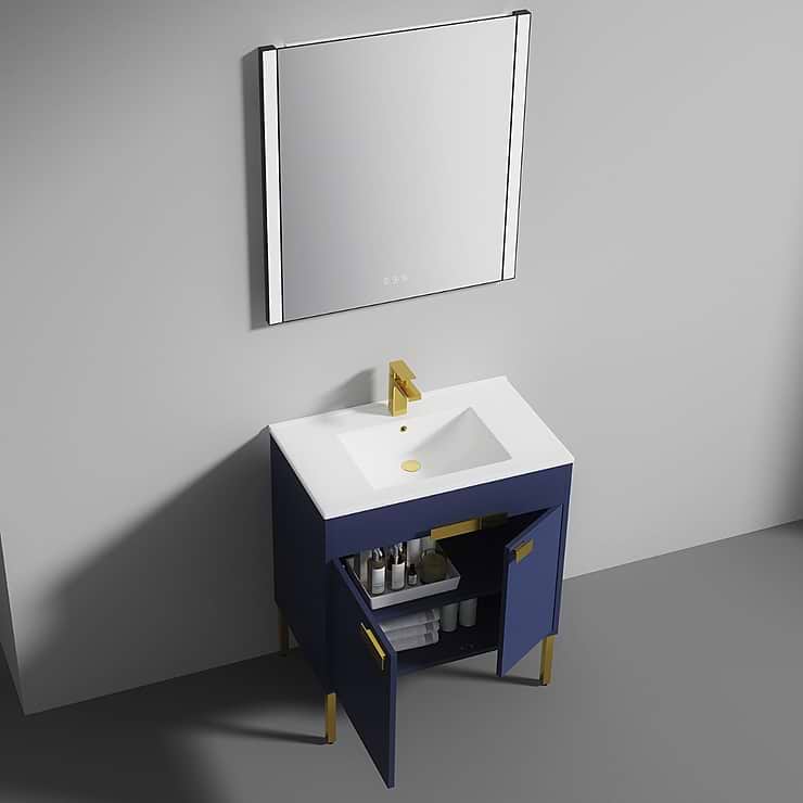 Portofino 30'' Navy Blue Vanity And Counter