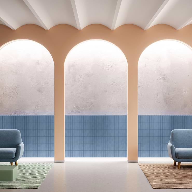 Color One Moon Blue 2x8 Matte Cement Tile