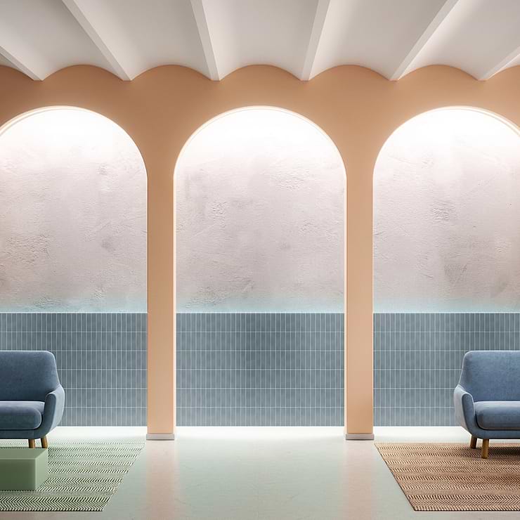 Color One Teal Blue 2x8 Matte Cement Tile