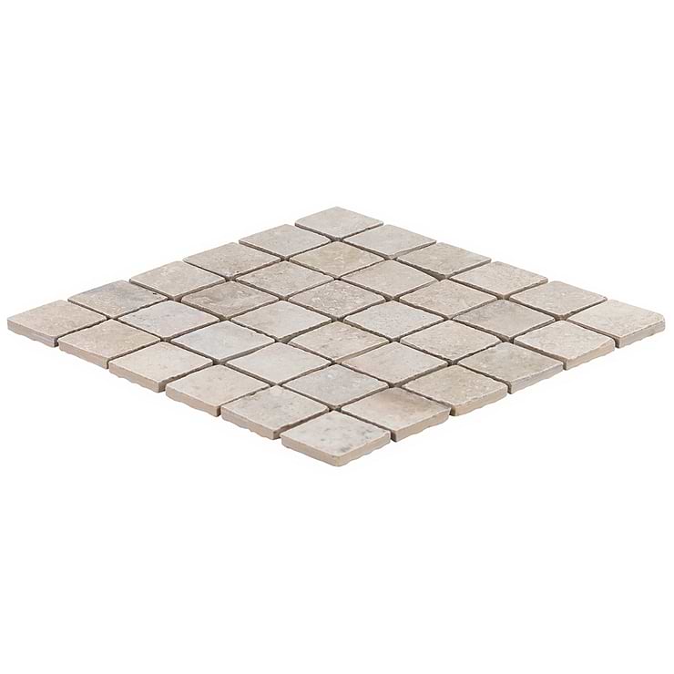 Seville Pergamo Beige 2x2 Travertine Look Matte Porcelain Mosaic Tile
