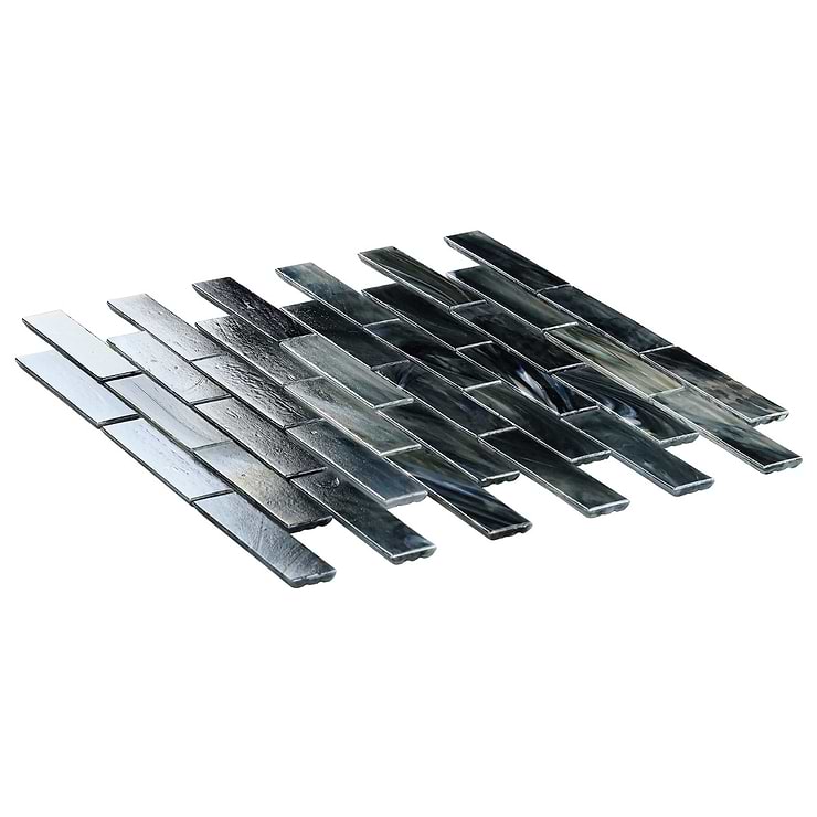 Artwater Iridescent Night Black 1x4 Polished Glass Mosaic Tile