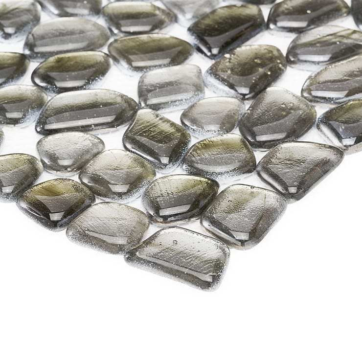 Komorebi Pebble Rainforest Dew Metallic Polished Glass Mosaic Tile