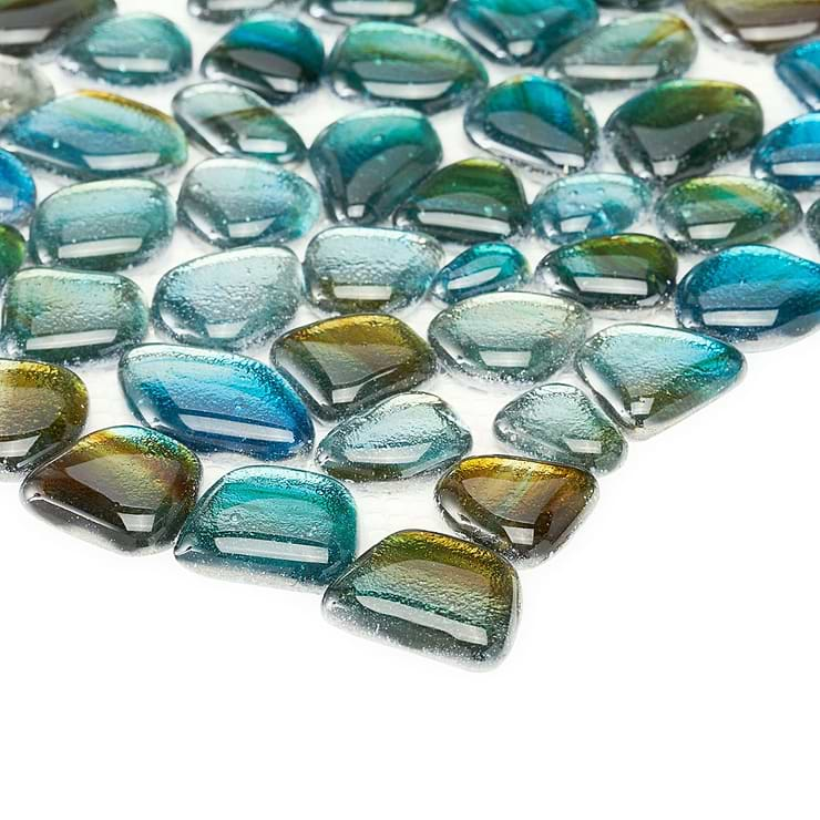 Komorebi Pebble Juneau Spring Multicolor Polished Glass Mosaic Tile