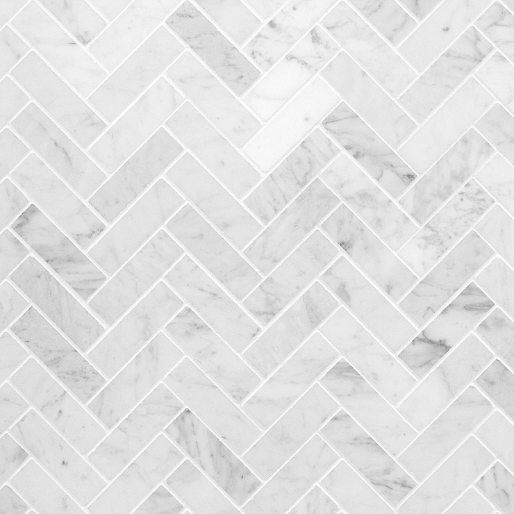 Carrara Herringbone 1x3 Polished Marble Mosaic Tile