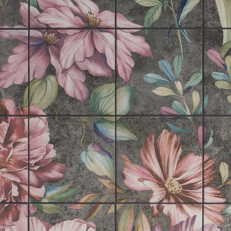 Angela Harris Wilder Garden Pink 8x8 Mural Matte Porcelain Tile