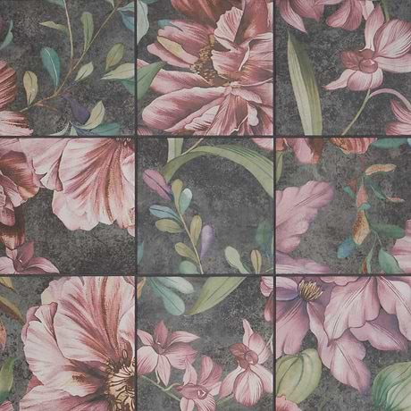 Angela Harris Wilder Garden Pink 8x8 Mural Matte Porcelain Tile