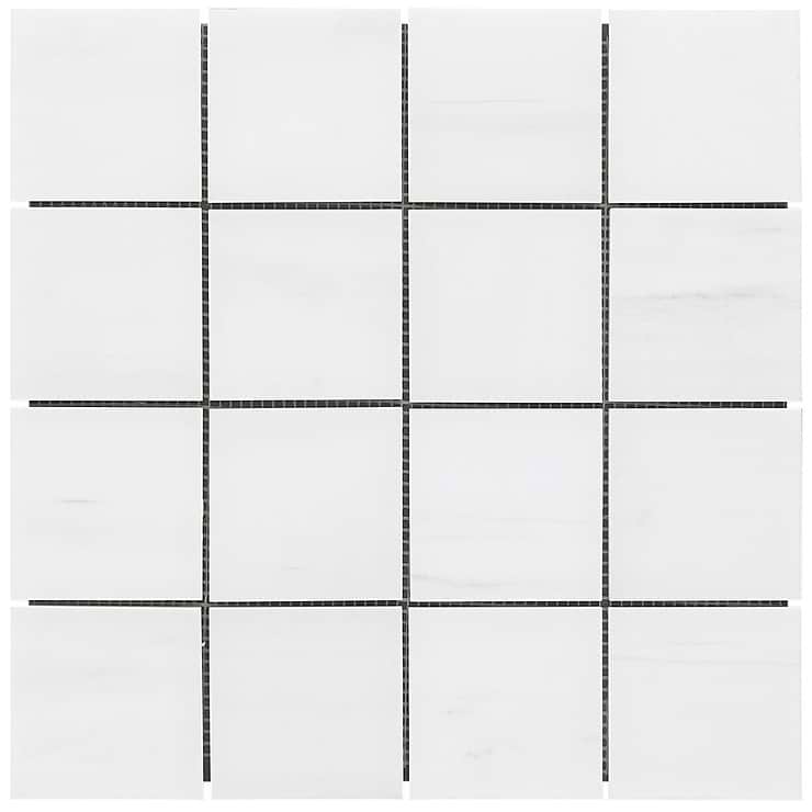 Bianco Dolomite White 3x3 Premium Honed Marble Mosaic Tile
