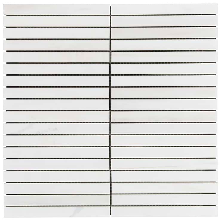 Bianco Dolomite White 1x6 Stacked Premium Polished Marble Mosaic Tile