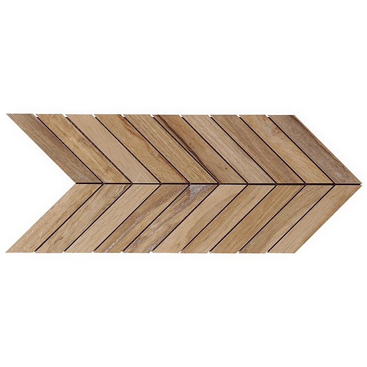 Eternal Chevron Birch Matte Porcelain Wood Look Mosaic Tile