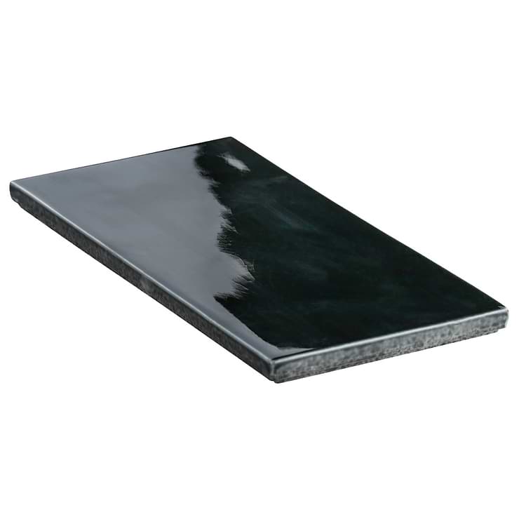 Nabi Subway Midnight Blue Green 4.5x9 Crackled Glossy Glass Tile
