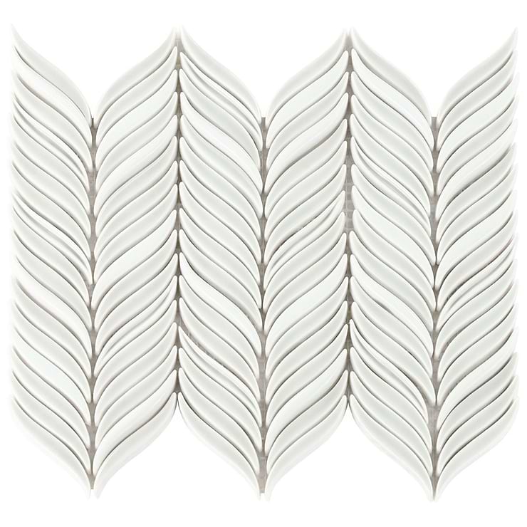 Nabi Alula Tundra Gray Chevron Crackled Glossy Glass Mosaic Tile