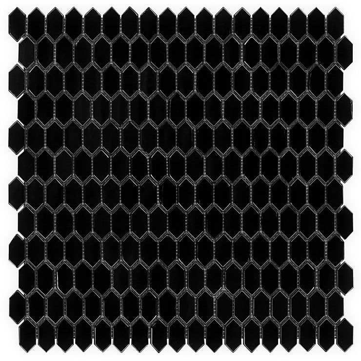 Flicker Iridescent Black Gold 1/4" x 1" Polished Glass Mosaic Tile