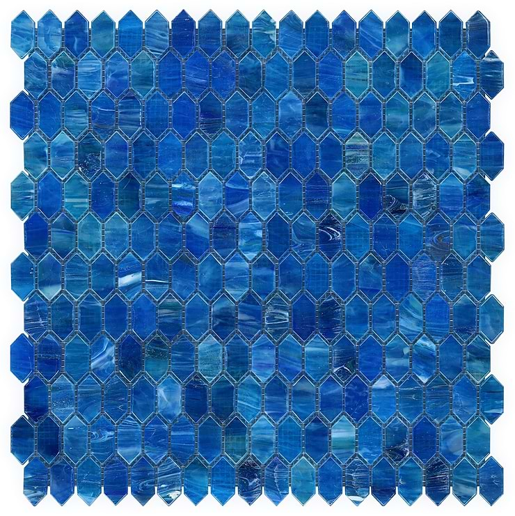 Flicker Iridescent Marine Blue 1/4" x 1" Polished Glass Mosaic Tile