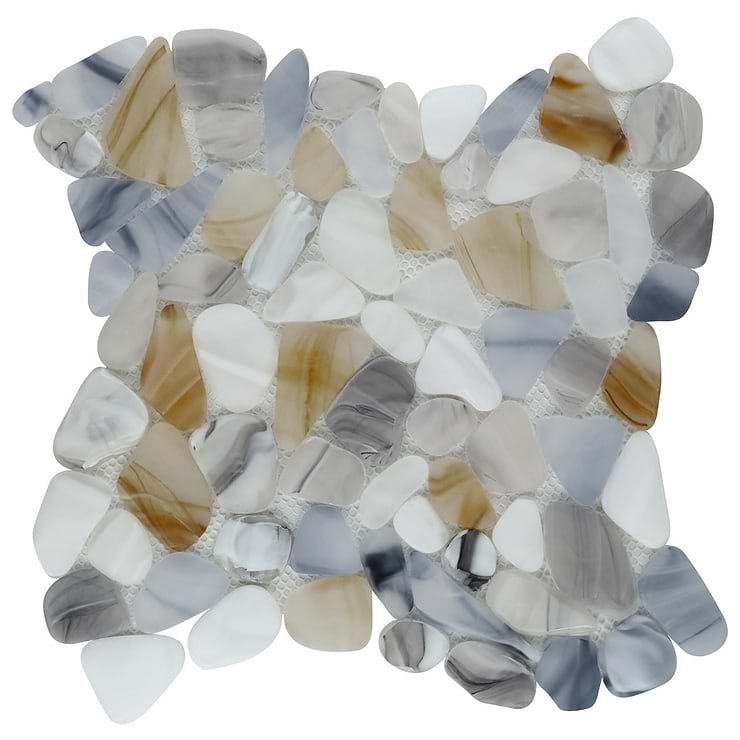 Riverglass Beige Frosted Glass Mosaic Tile