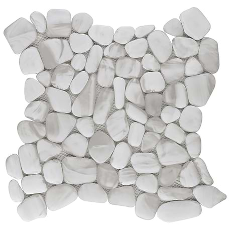 Riverglass White Frosted Glass Mosaic Tile 