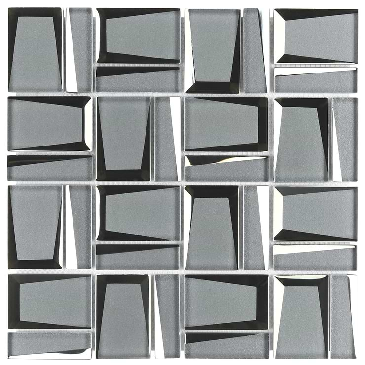 Rumi French Slate Gray 2x3 Polished Mirrored Glass Mosaic Tile