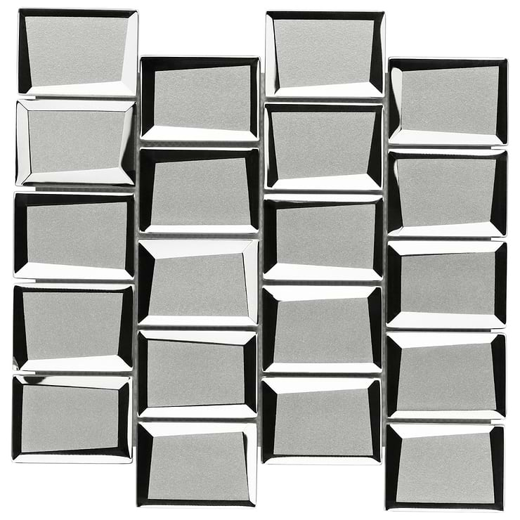 Rumi Glam Silver 2x3 Polished Mirrored Glass Mosaic Tile