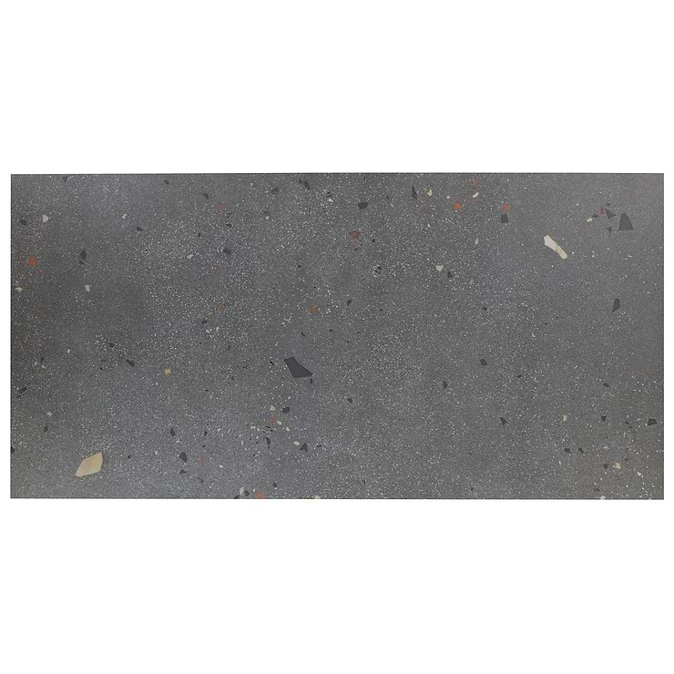 Kobe Cement Charcoal Gray 24x48 Terrazzo Look Matte Porcelain Tile