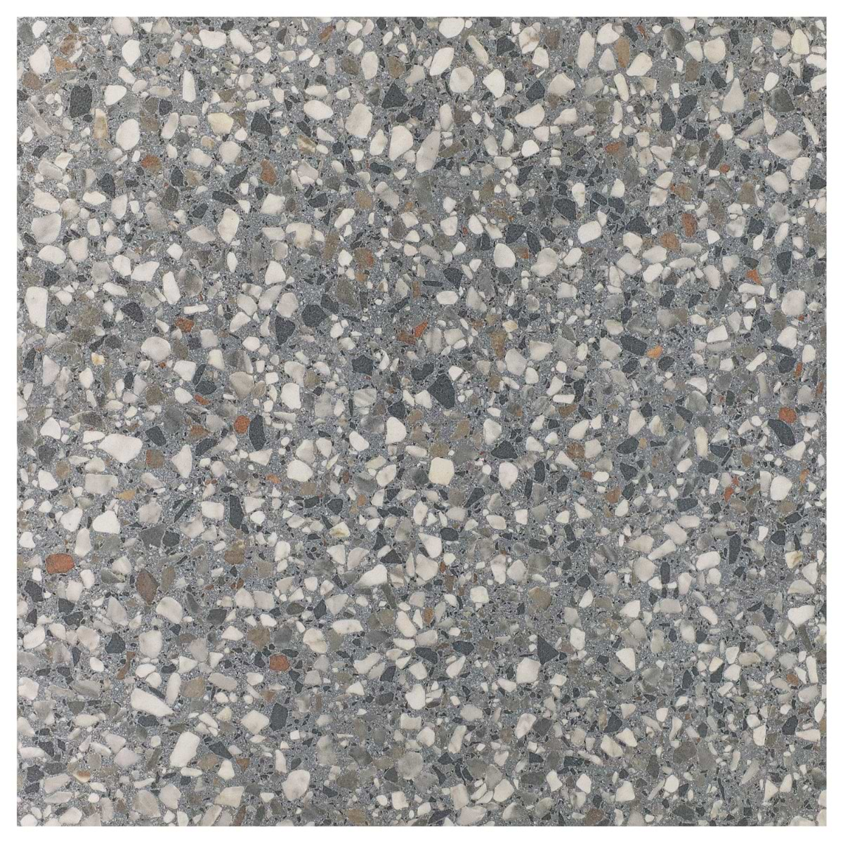 Kobe Flakes Charcoal Gray 24x24 Terrazzo Look Matte Porcelain Tile