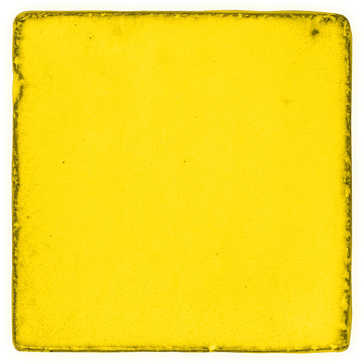 Emery Yellow 4x4 Square Handmade Crackled Glossy Terracotta Tile