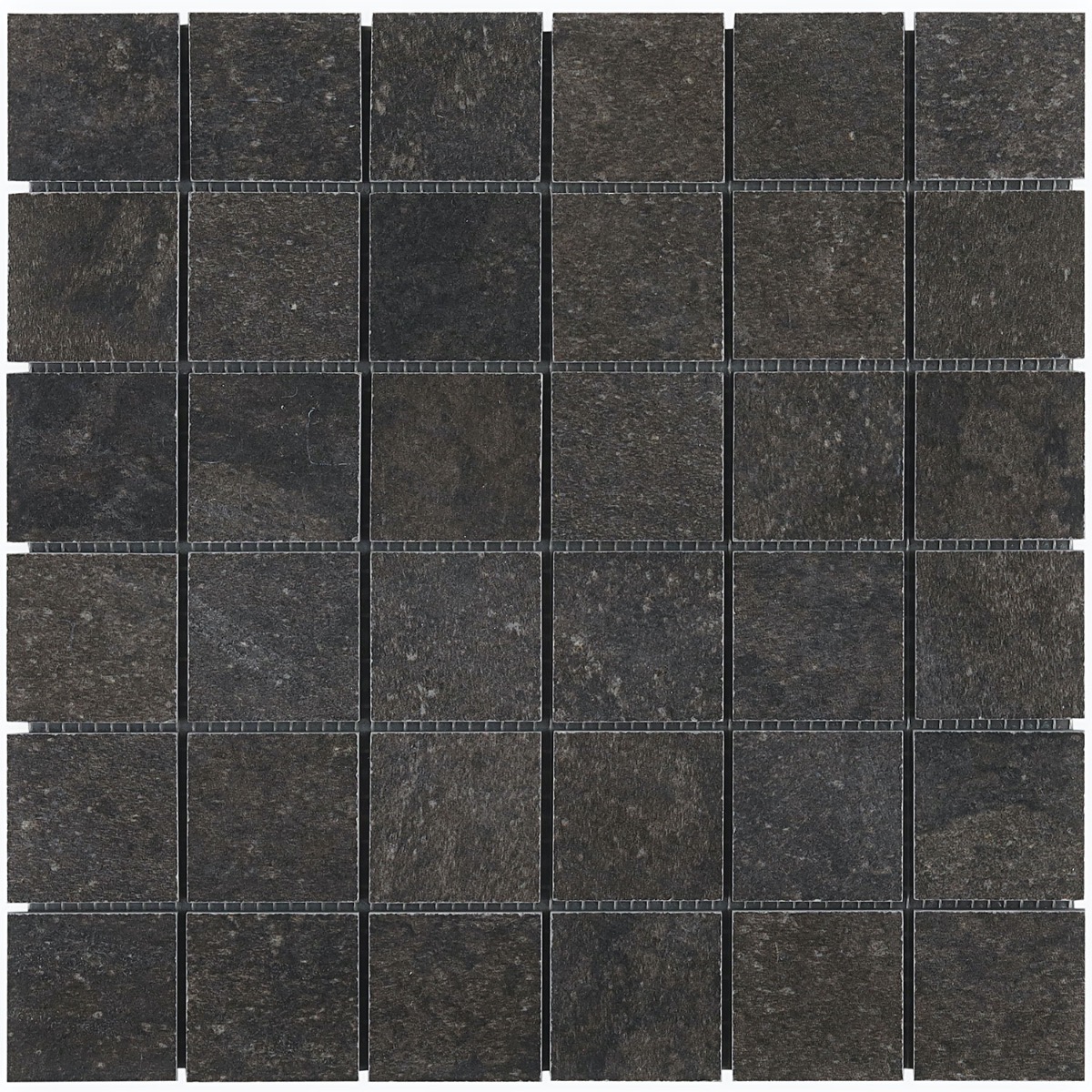 Acadia Charcoal Black 2x2 Limestone Look Matte Porcelain Mosaic Tile