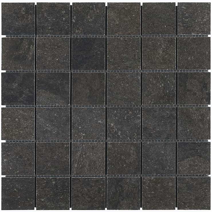 Acadia Charcoal Black 2x2 Limestone Look Matte Porcelain Mosaic Tile