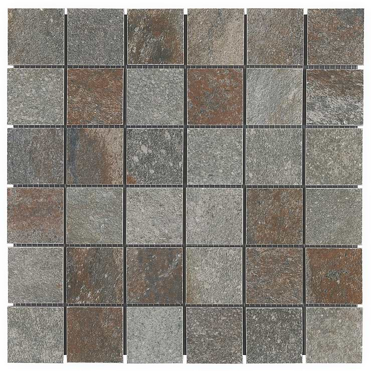 Acadia Iron Gray 2x2 Slate Look Matte Porcelain Mosaic Tile