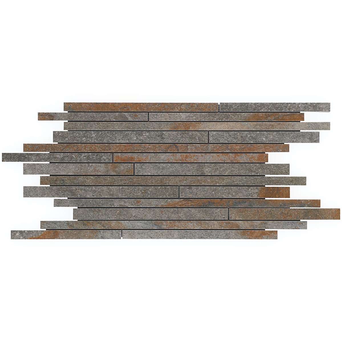 Acadia Thin Strip  Iron Gray Slate Look Matte Porcelain Mosaic Tile