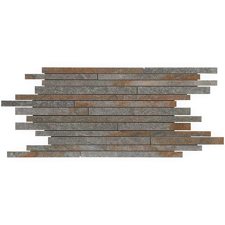 Acadia Thin Strip  Iron Gray Slate Look Matte Porcelain Mosaic Tile