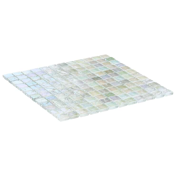 Splash Glacier White 1x1 Polished Glass Mosaic Tile