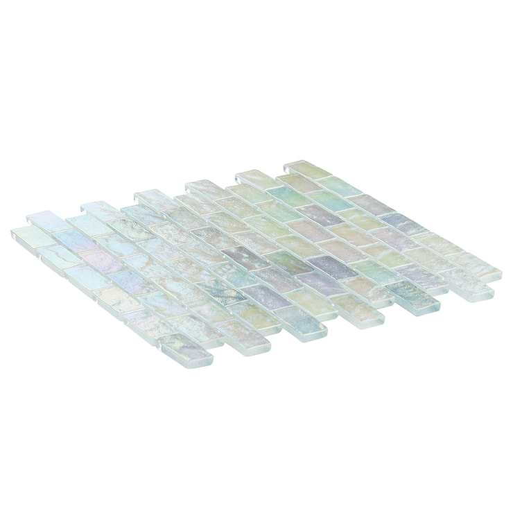 Splash Glacier White 1x2 Polished Glass Mosaic Tile