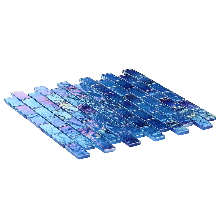 Splash Lagoon Blue 1x2 Polished Glass Mosaic Tile