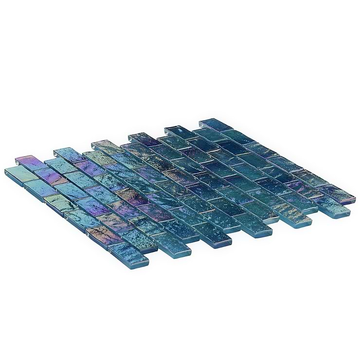 Splash Tropical Blue 1x2 Polished Glass Mosaic Tile