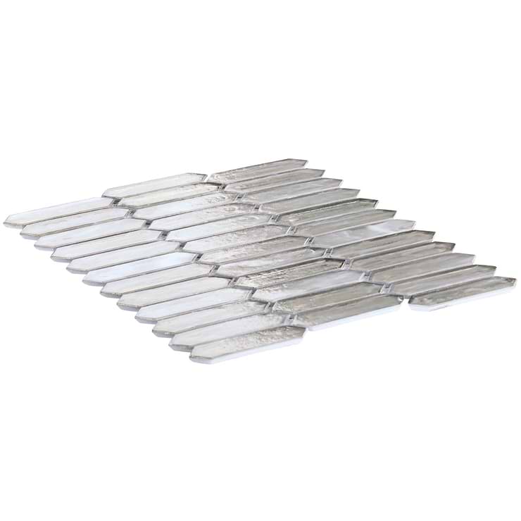 Komorebi Picket Mineral Ice Gray 1x3 Polished Glass Mosaic Tile