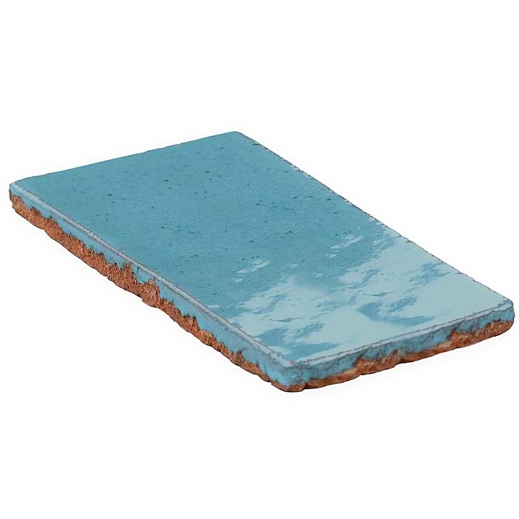 Emery Blue 4x8 Handmade Crackled Glossy Terracotta Subway Tile
