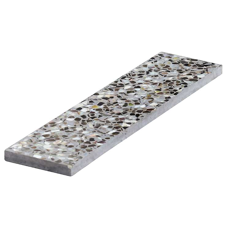 Reef Gray 3x12 Polished Pearl Terrazzo Subway Tile