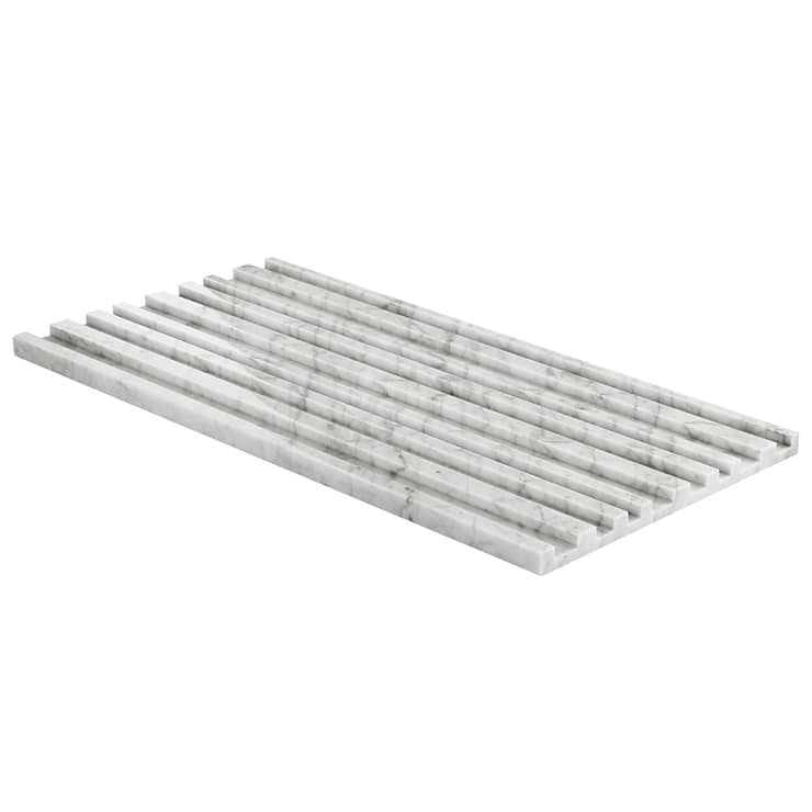 Stonework Barcode Carrara White 12x24 3D Polished Marble Tile