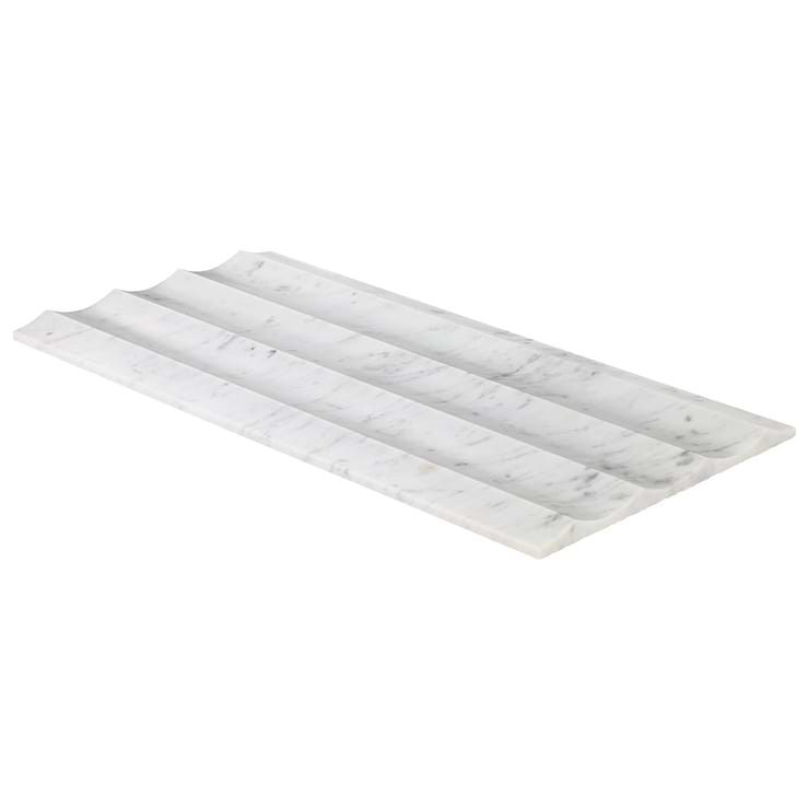 Stonework Fluted Carrara White 12x24 3D Honed Marble Tile