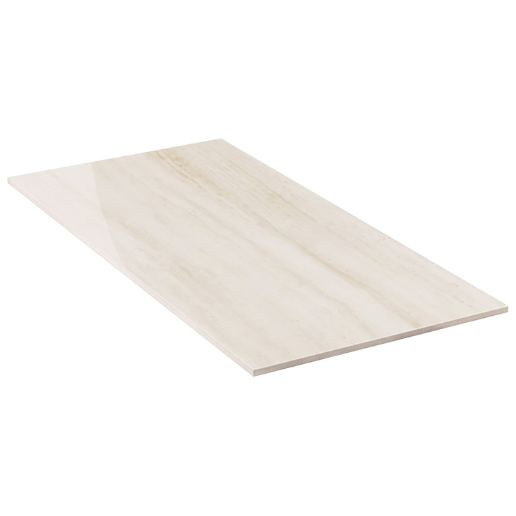 Nashville White 12x24 Travertine Look Polished Porcelain Tile