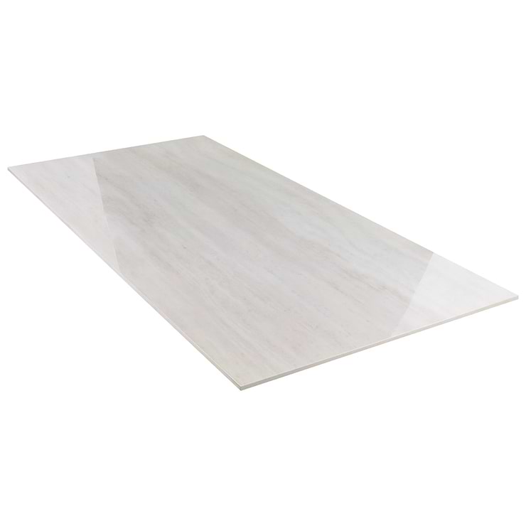 Nashville White 24x48 Travertine Look Polished Porcelain Tile
