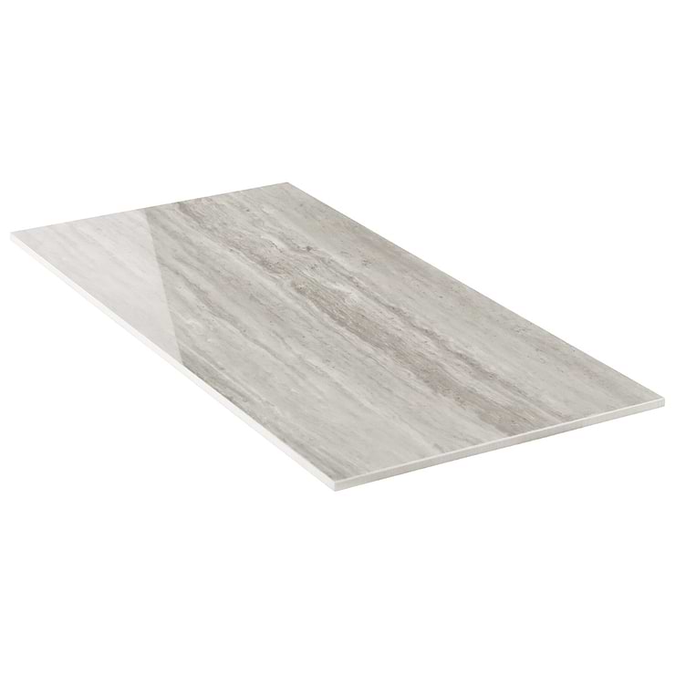 Nashville Gray 12x24 Travertine Look Polished Porcelain Tile